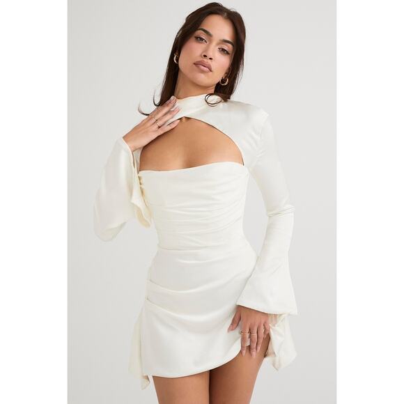 House of CB Toira Ivory Draped Corset Mini Dress Size XS Extra Small - Picture 2 of 10